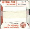 2 Meters of #4 White Griffin Silk Cord with Fixed Needle